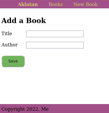 Screenshot of the New Book form after adding styling.
